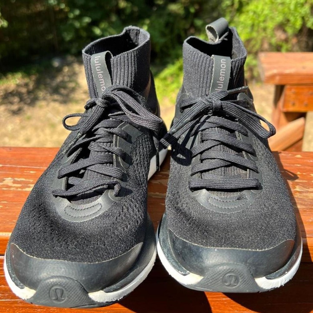 Lululemon Womens Chargefeel Mid Workout Shoe Black Anchor White Gym Sneakers